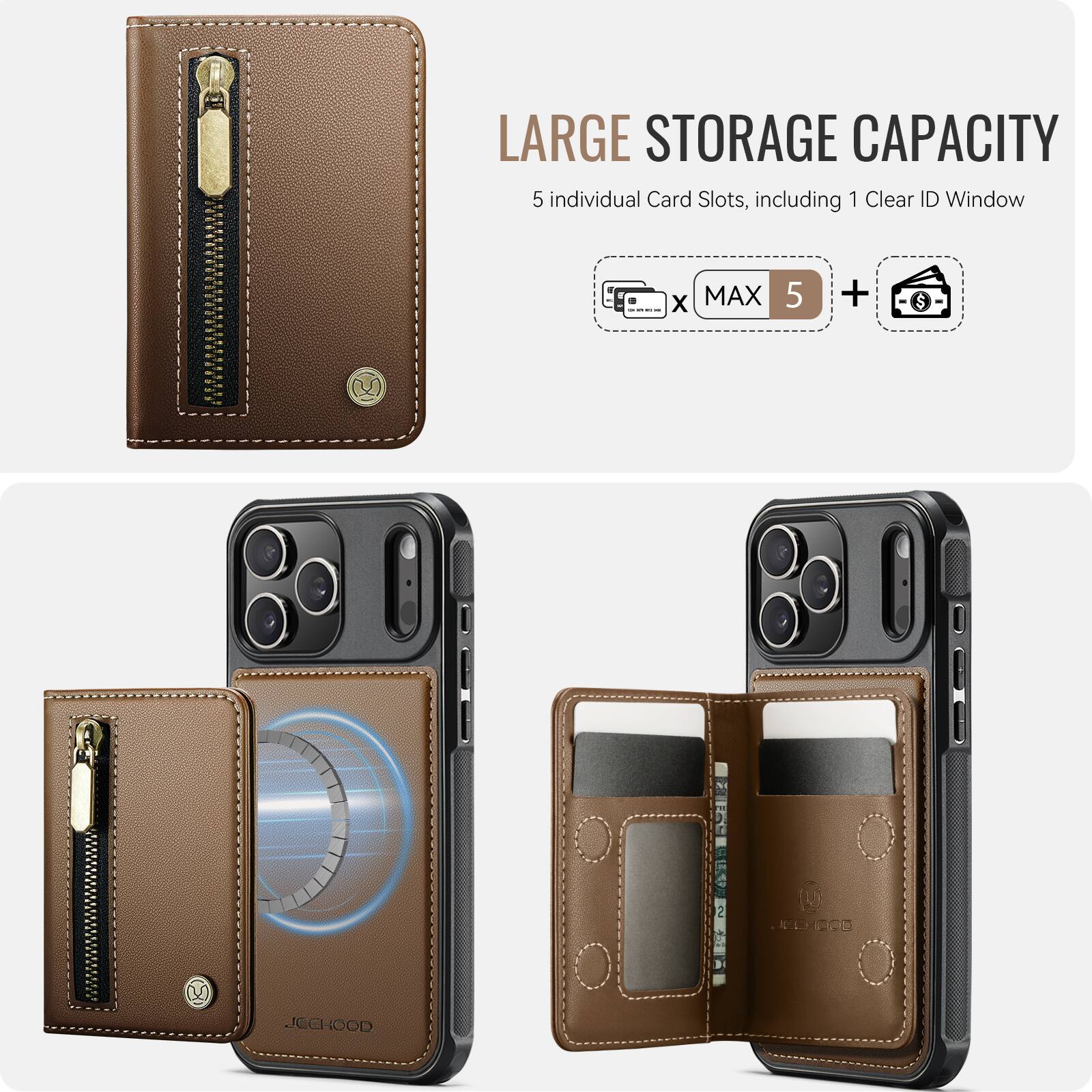 LARGE STORAGE CAPACITY  
5 individual Card Slots, including 1 Clear ID Window  
MAX 5 + 1