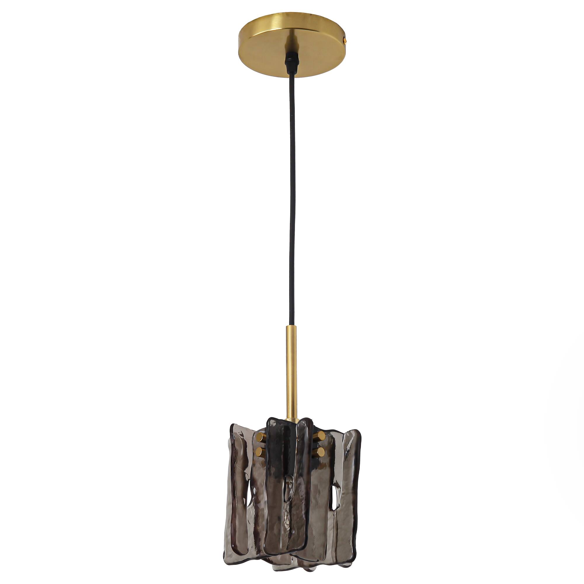 Alt View 4. Parrot Uncle - 4.7" Modern Handmade Grey Glass Pendant Ceiling Light with Adjustable Cord for Bedroom and Dining Room - Grey.