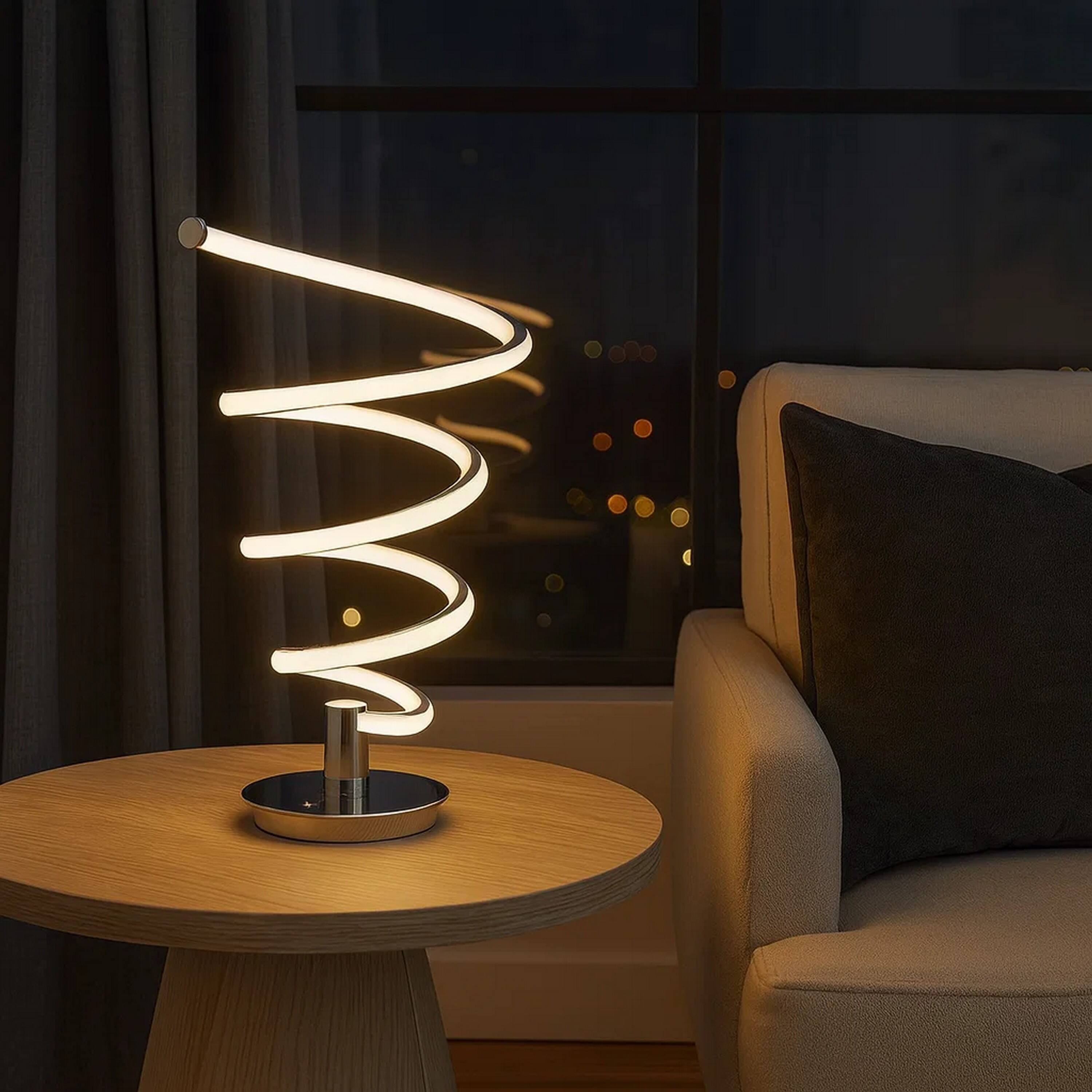 Alt View 3. Manhattan Lane - Sun 20 Inch Table Lamp, Accent Twisted Modern Design, LED Light Chrome Base - Chrome, Silver.