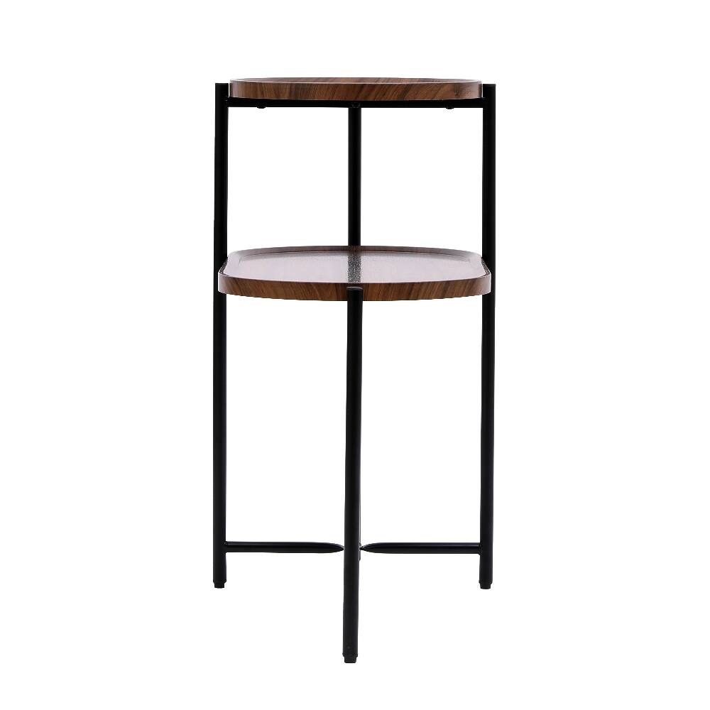 Alt View 7. Loheer - Loheer Small Coffee Table 2-Tier Modern Sofa Side Table Walnut Brown End Table with Wood Storage Shelf for Living Room - Walnut Brown.