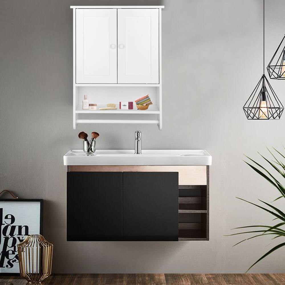 Angle. SlickBlue - Wall Hanging Cabinet with Two Doors Wall Washer Storage Cabinet for Space-Saving Organization - White.