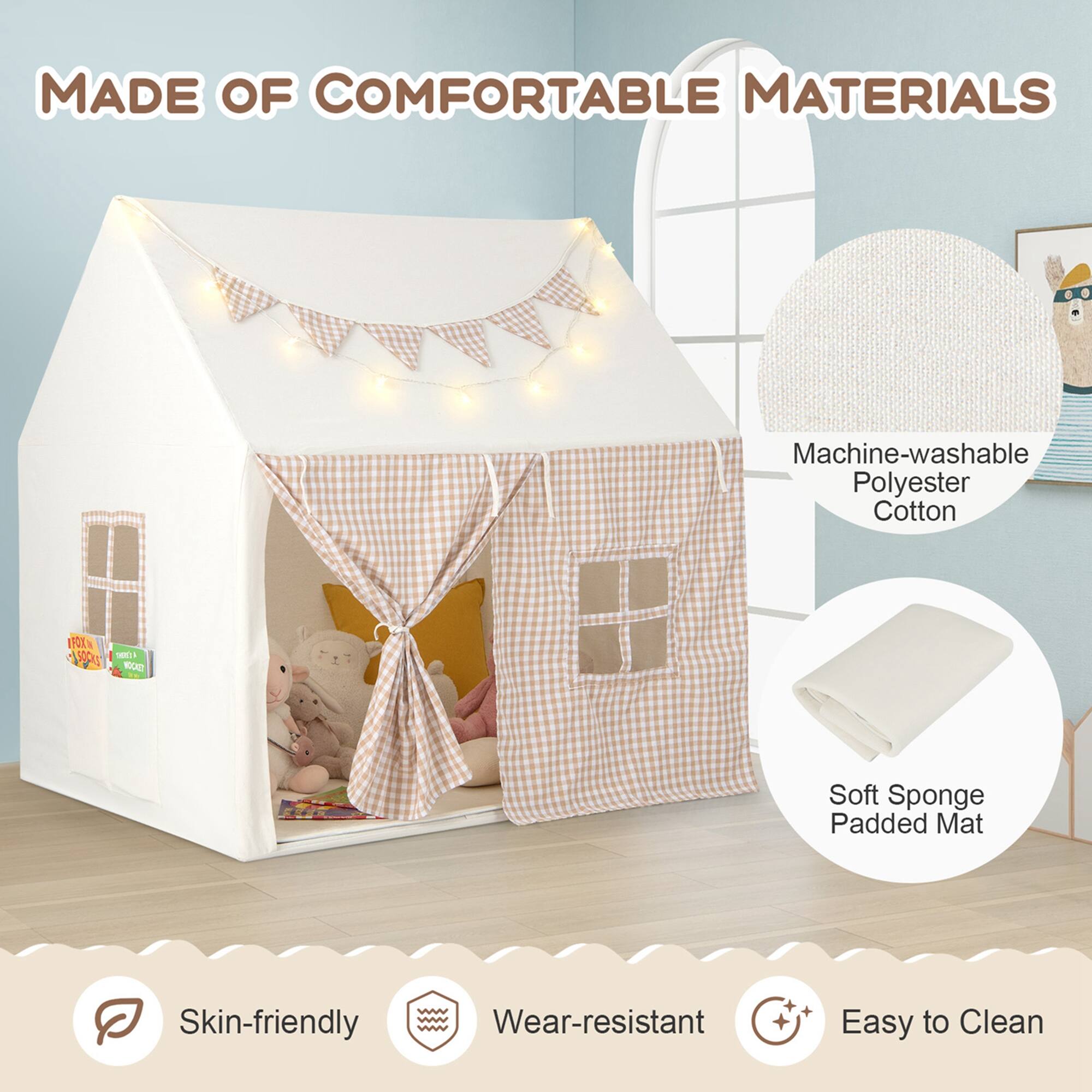 MADE OF COMFORTABLE MATERIALS, Machine-washable Polyester Cotton, Soft Sponge Padded Mat, Skin-friendly, Wear-resistant, Easy to Clean