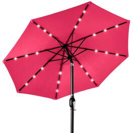 Best Choice Products - 10ft Solar LED Lighted Patio Umbrella w/ Tilt Adjustment, UV-Resistant Fabric - Hot Pink