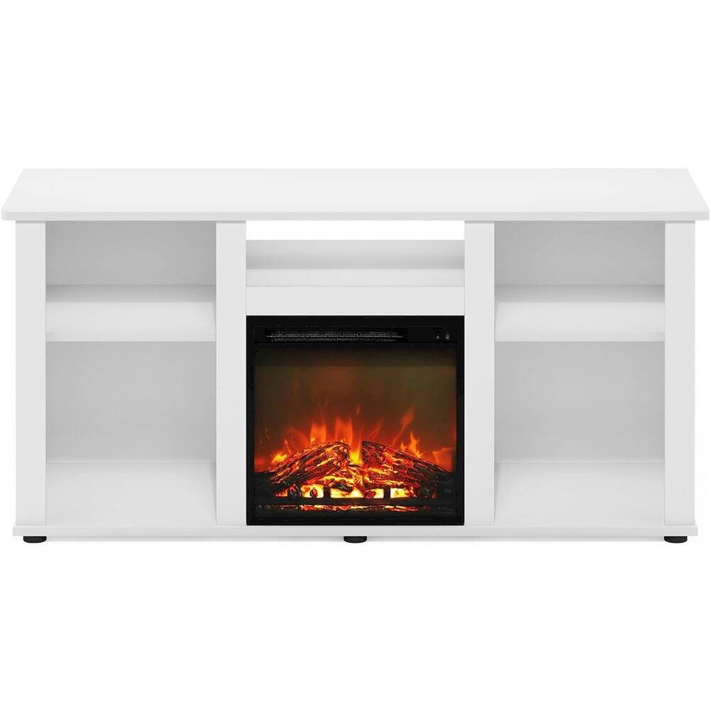Alt View 4. FurniFact - White 55 Inch Fireplace TV Stand with Five Shelves and Elegant Electric Insert - White.