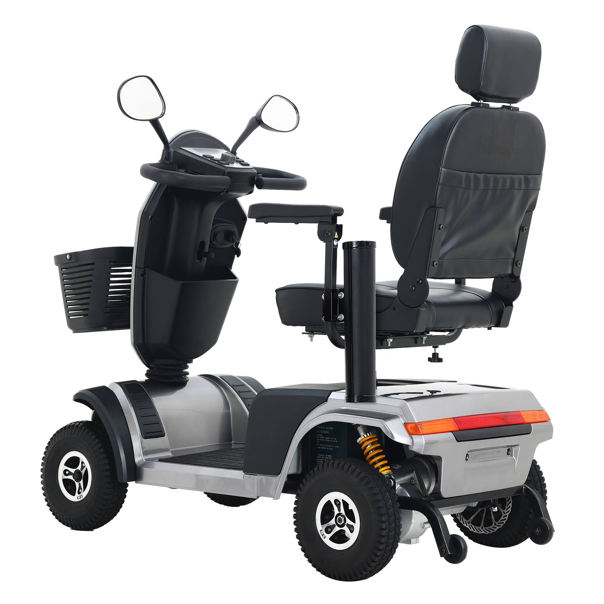 Back. Loheer - Loheer Heavy Duty Mobility Scooter Grey Four Wheel Bariatric Electric Scooter for Adults - Grey.