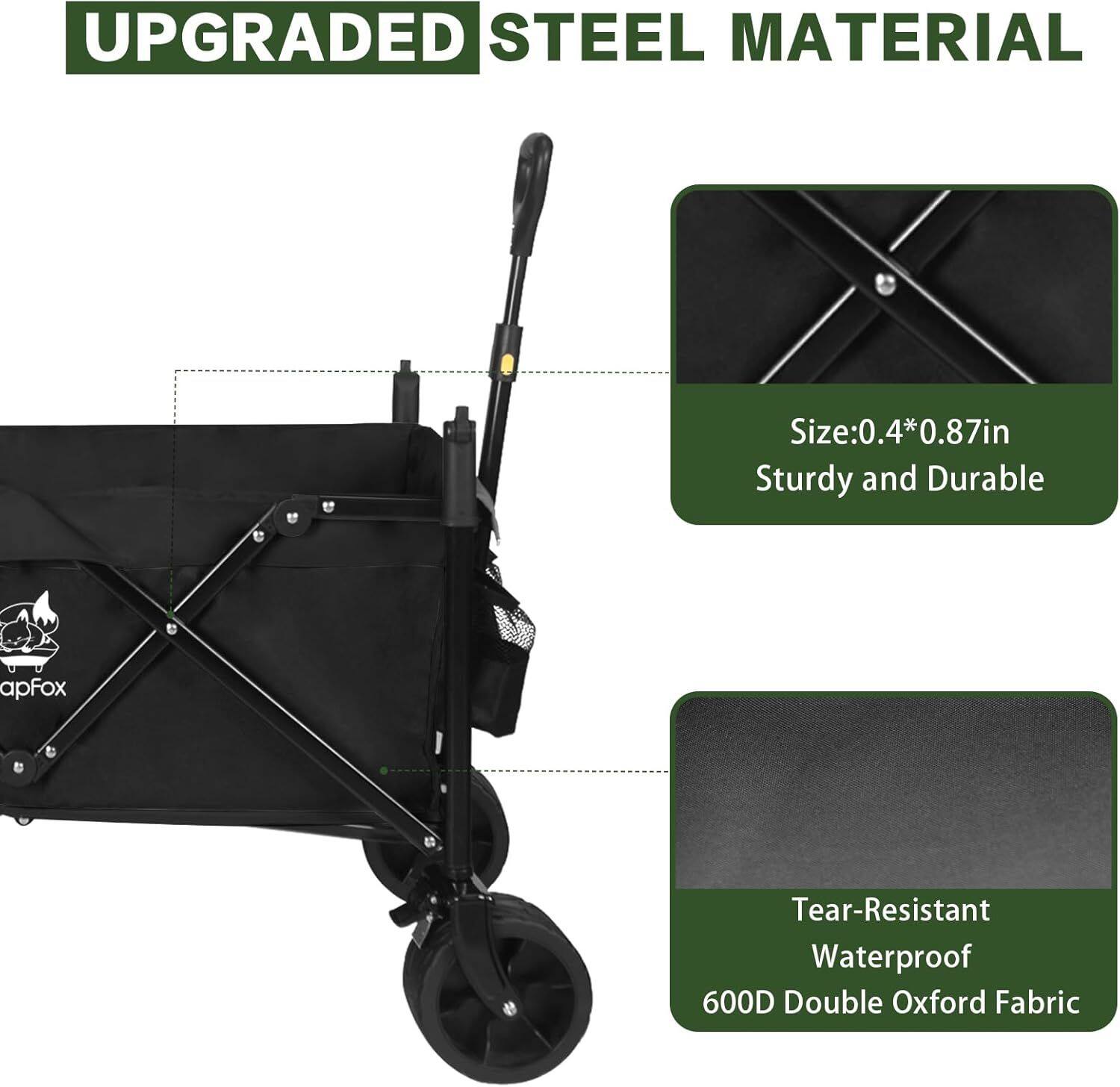 Loheer Heavy Duty Collapsible Wagon with Canopy, All Terrain Beach ...