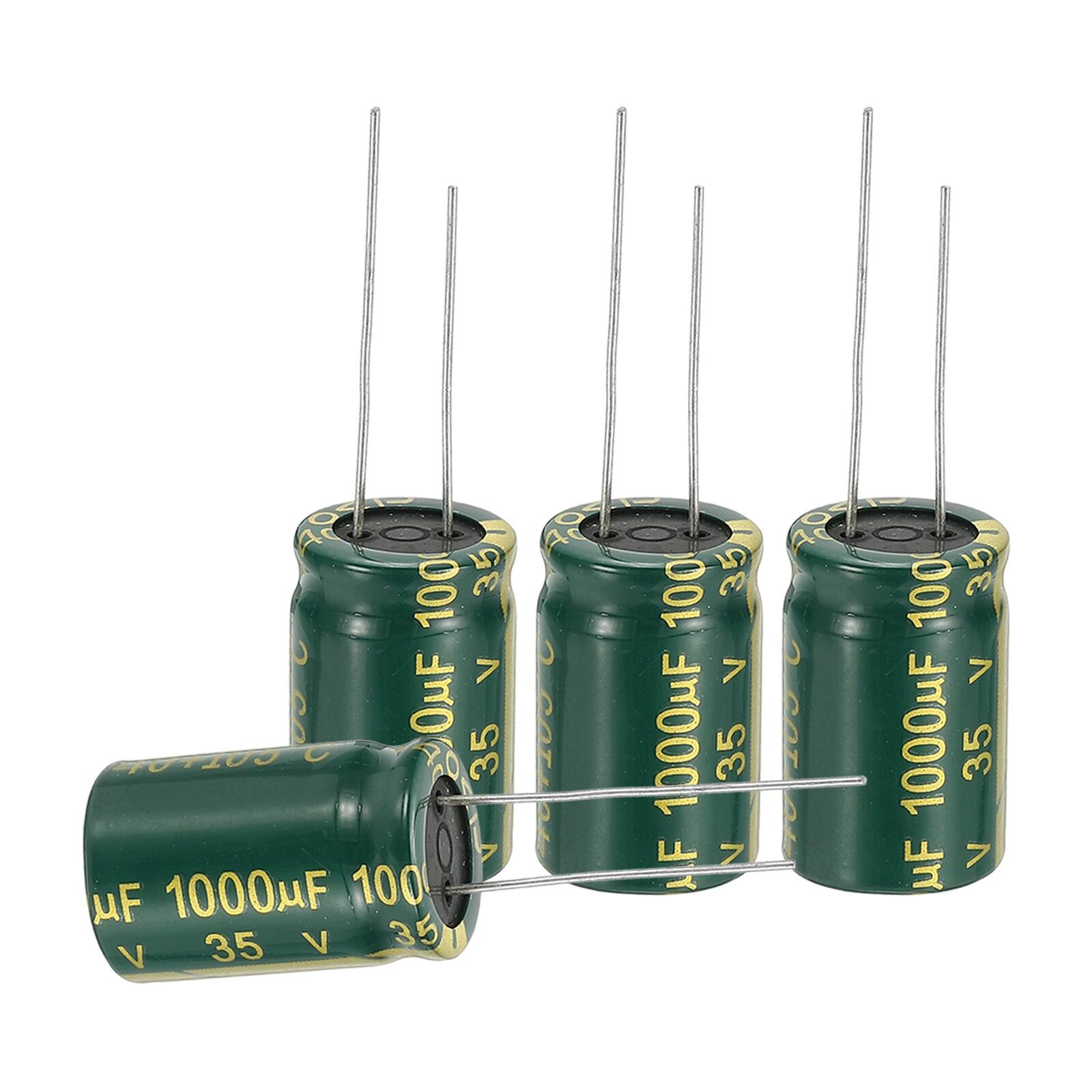 Unique Bargains - 1000uF 35V 13x20mm Electrolytic Capacitor, High Frequency, Low Impedance, Radial Leads, 24pcs - Green price history on PriceWatchPro
