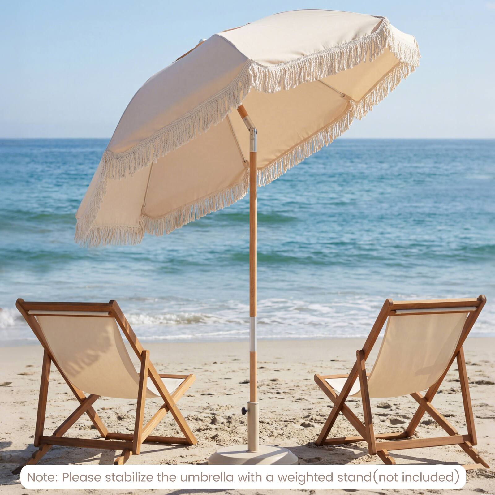 Note: Please stabilize the umbrella with a weighted stand (not included)