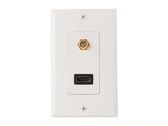 Front. Nippon Labs - Nippon Labs WP-HM2-F HDMI Wall Plate with Coaxial F Connector.