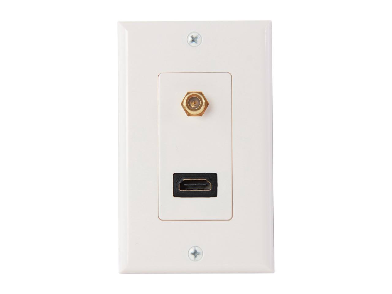 Front. Nippon Labs - Nippon Labs WP-HM2-F HDMI Wall Plate with Coaxial F Connector.