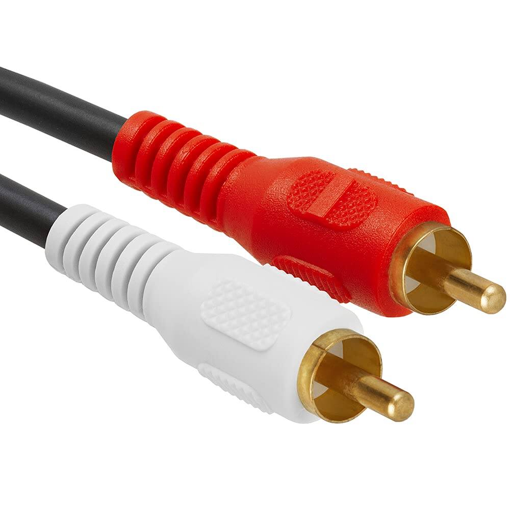Alt View 2. Cmple.com - 3.5mm to 2 RCA Cable 12ft Black Male to Male Stereo Audio Cord Gold-Plated - Black.