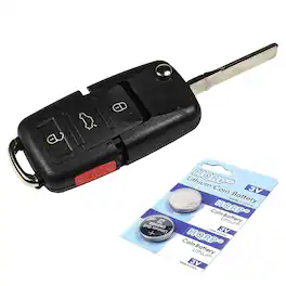HQRP - Key Fob Remote Shell Case with Uncut Blade and 2 Batteries for Volkswagen VW Beetle 2000-2009 - Black
