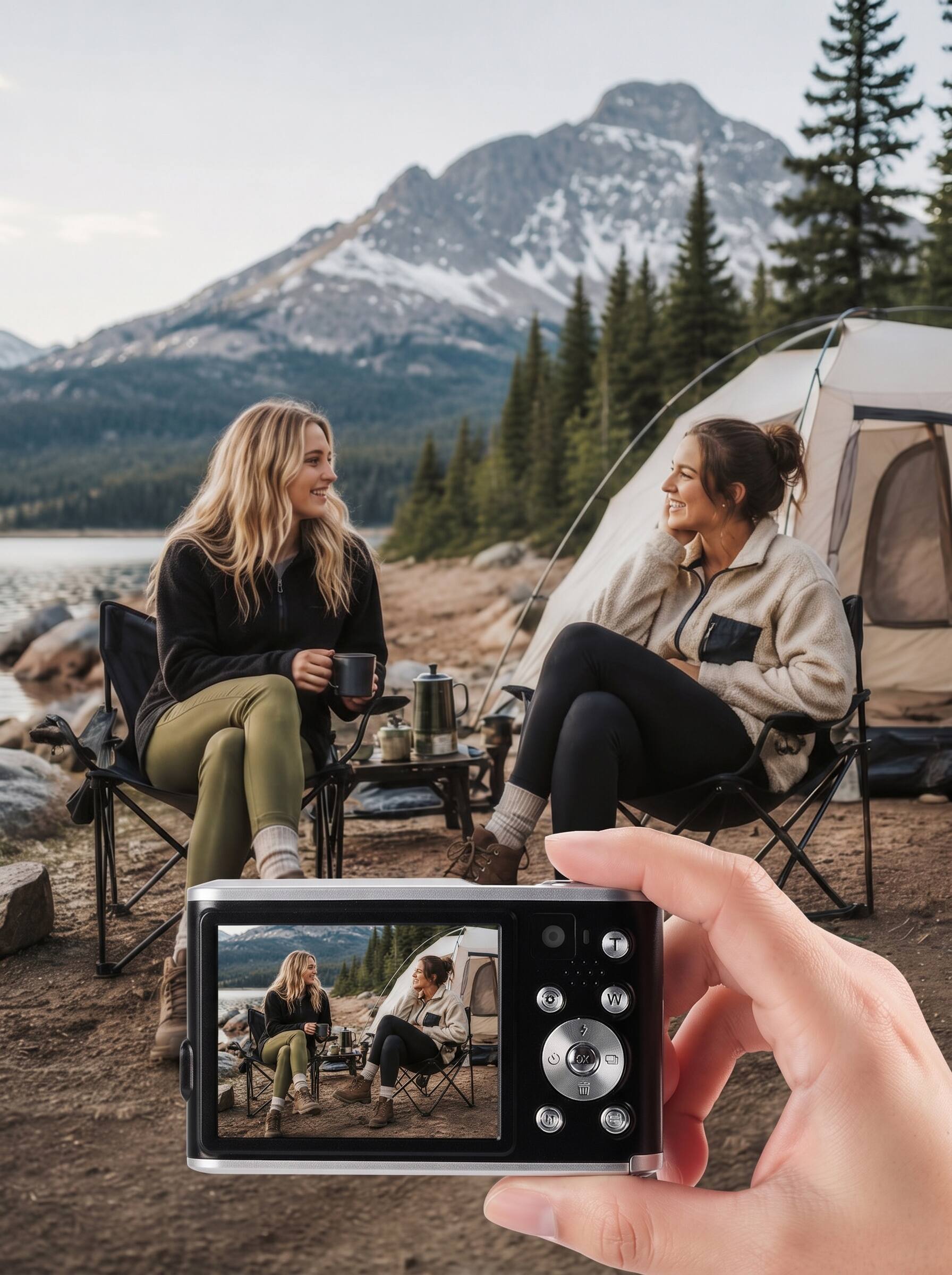 Angle. Sugift - Digital Camera 48MP 4K Autofocus 16X Zoom Anti-Shake Dual Camera Webcam With 32GB Card - Black.