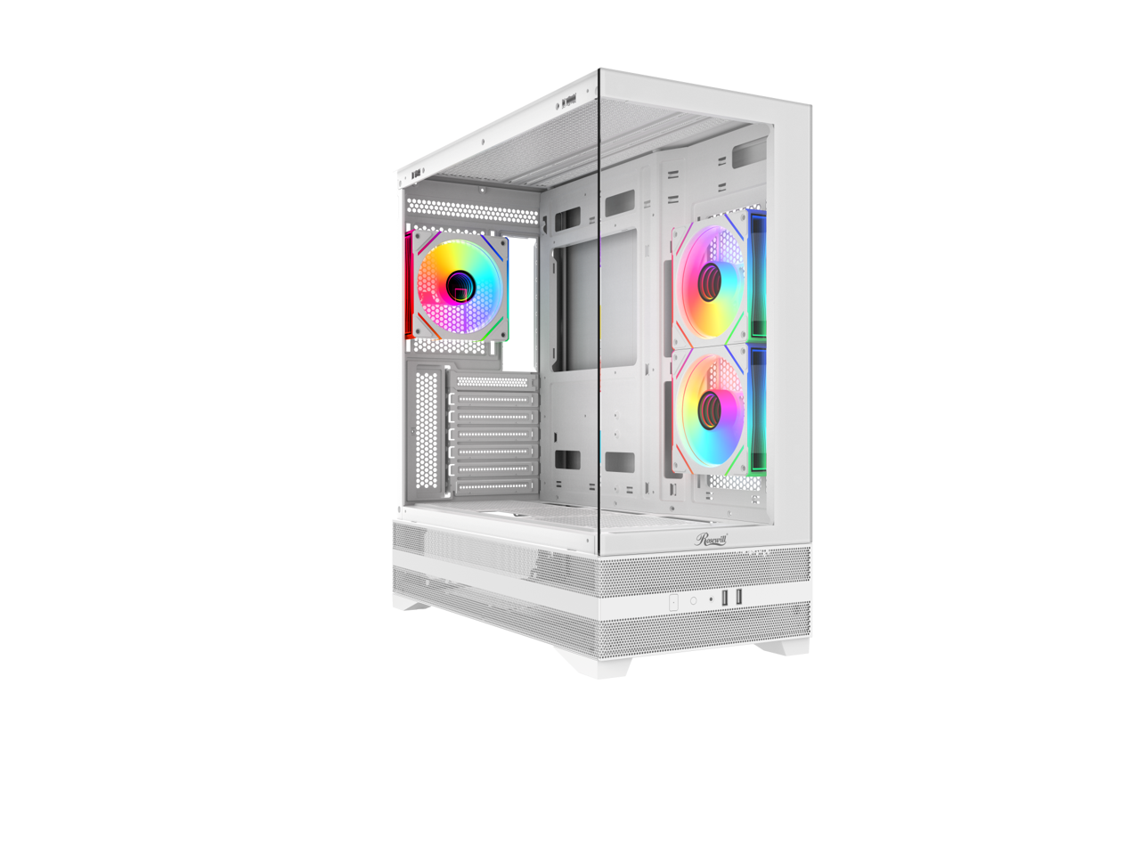 Alt View 1. Rosewill - Rosewill ACA501 Gaming PC Case - White ATX Mid Tower with 3 RGB Fans & Tempered Glass - White.