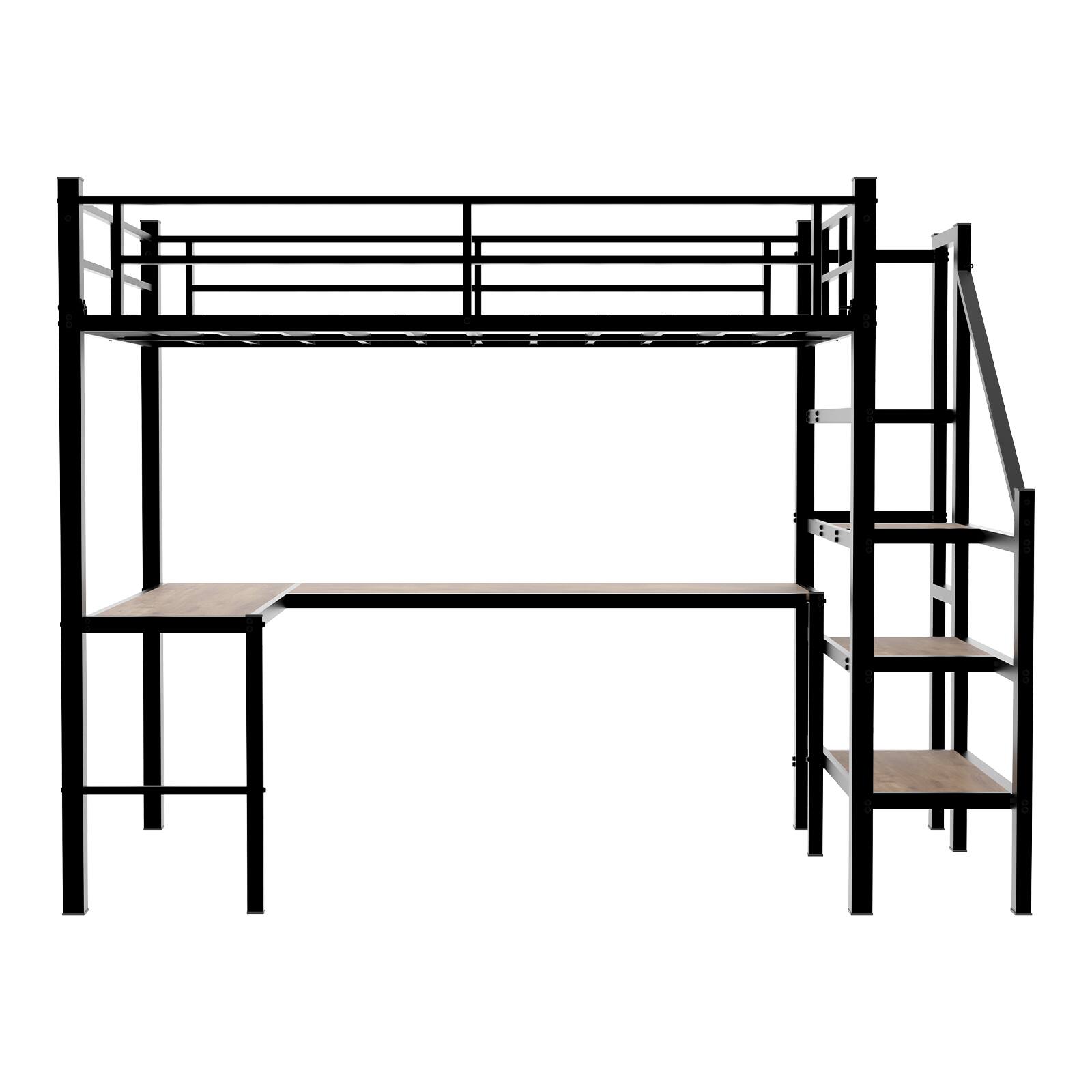 Angle. Loheer - Loheer Twin Loft Bed with L Shaped Desk and Storage Stairs Sturdy Space Saving Frame No Box Spring Needed - Black.