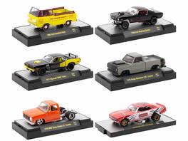 "Auto Meets" Set of 6 Cars IN DISPLAY CASES Release 81 Limited Edition 1/64 Diecast Model Cars by M2 Machines - Multicolor