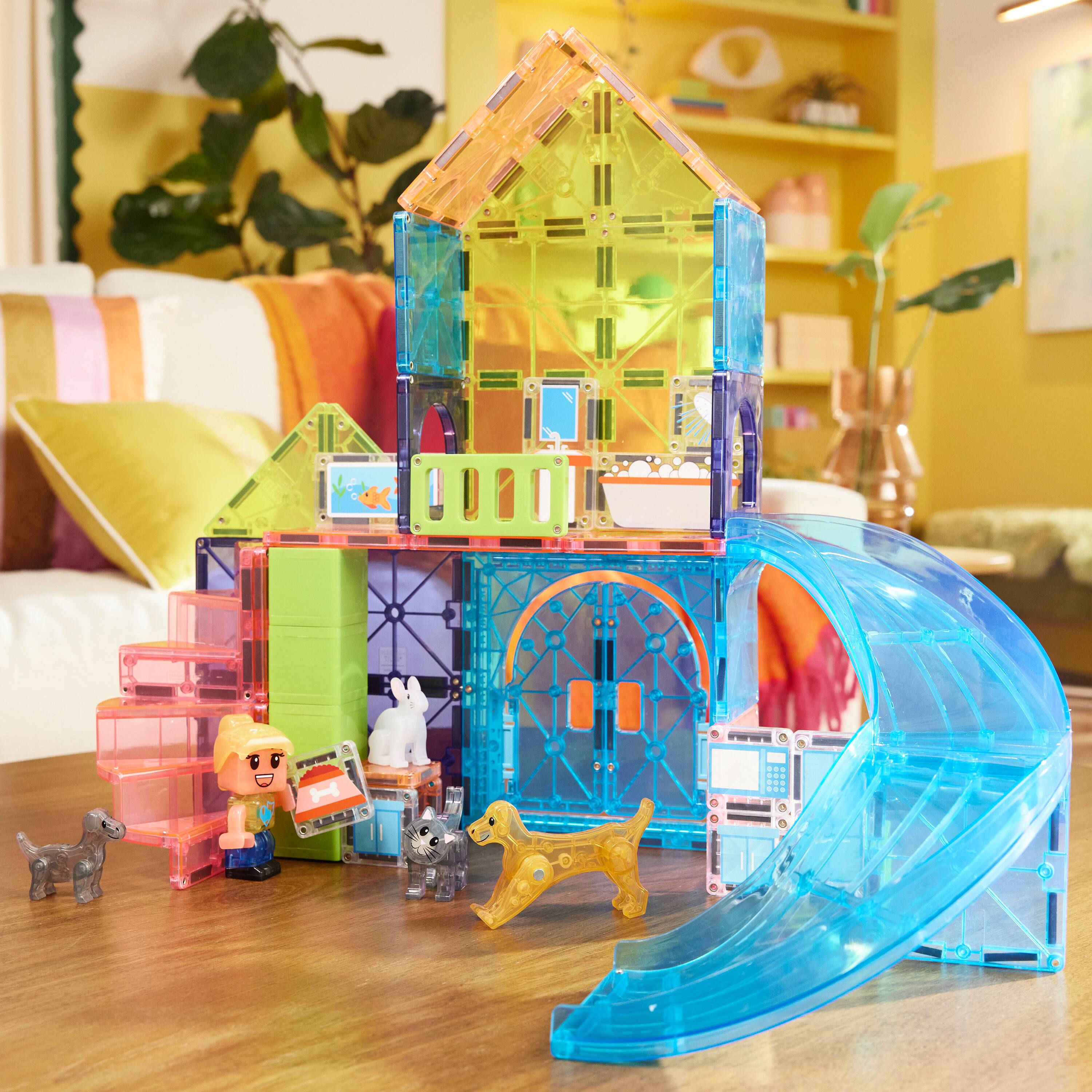 Left. Magna-Tiles - Pet Playhouse 50-Piece Magnetic Construction Set, THE ORIGINAL MAGNA-TILES.