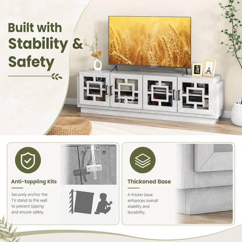 Built with Stability & Safety

Anti-toppling Kits
Securely anchor the TV stand to the wall to prevent tipping and ensure safety.

Thickened Base
A thicker base enhances overall stability and durability.