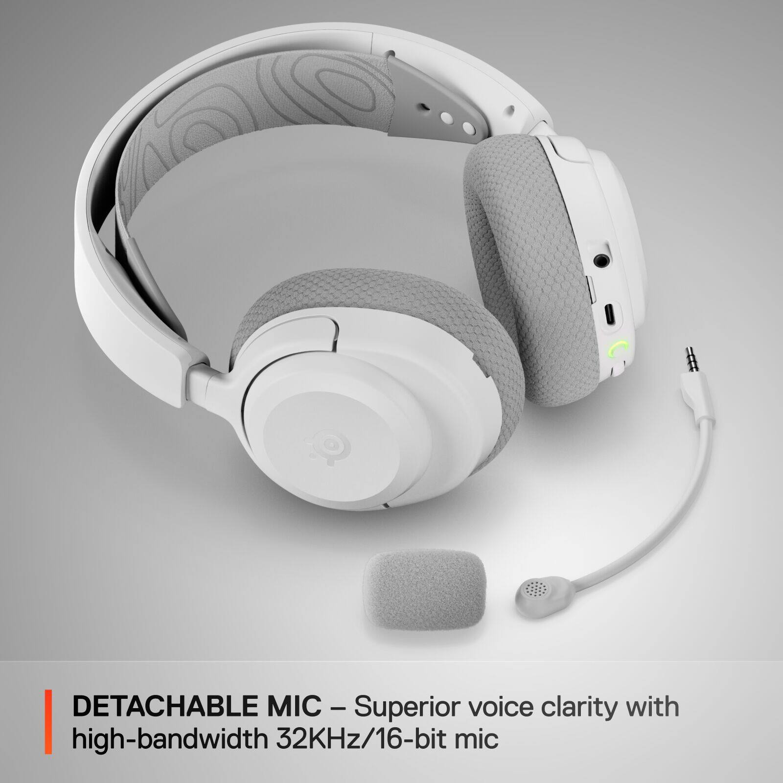 DETACHABLE MIC – Superior voice clarity with high-bandwidth 32kHz/16-bit mic