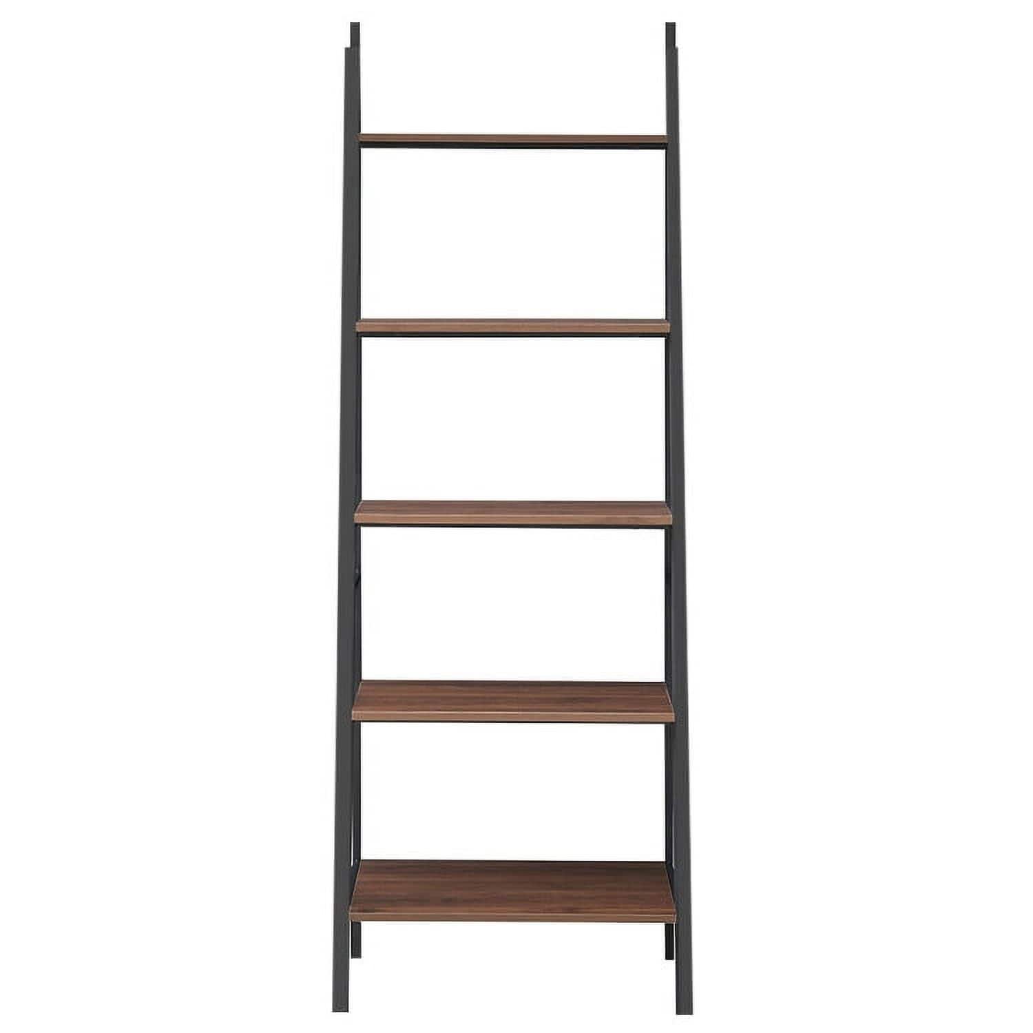 Kadyn - Bookshelf,Shelf, Open Bookcase Book Shelf,Storage Shelf Unit Plant Stand,5 Tier Leaning Bookshelf Wood Metal Bookcase - Brown