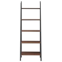 Kadyn - Bookshelf,Shelf, Open Bookcase Book Shelf,Storage Shelf Unit Plant Stand,5 Tier Leaning Bookshelf Wood Metal Bookcase - Brown
