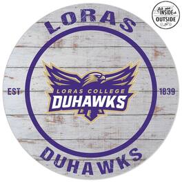 Jardine - Loras College Duhawks 20'' Indoor/Outdoor Weathered Circle Sign - White