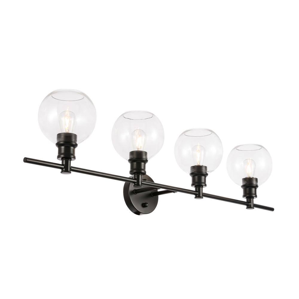 Alt View 4. Living District - Collier 4 light Black and Clear glass Wall sconce - Black And Clear Glass.