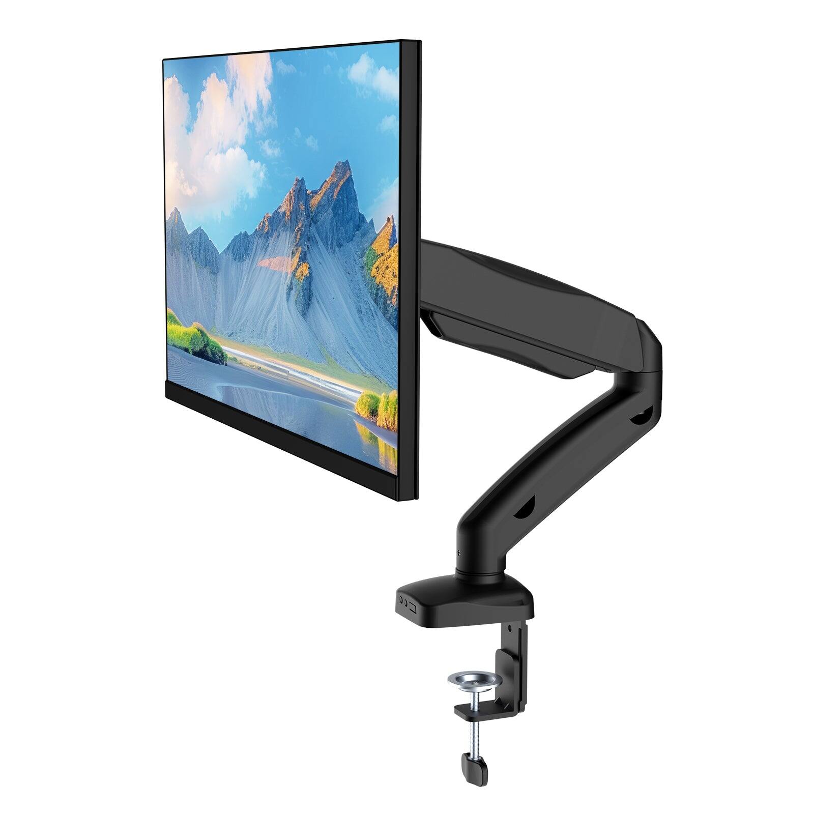 Angle. ACGAM - Single Monitor Arm, Fully Adjustable Spring-Assisted Monitor Desk Mount for Computer Screen 17-32 Inch and 4.4-19.8 lbs - Matte Black.