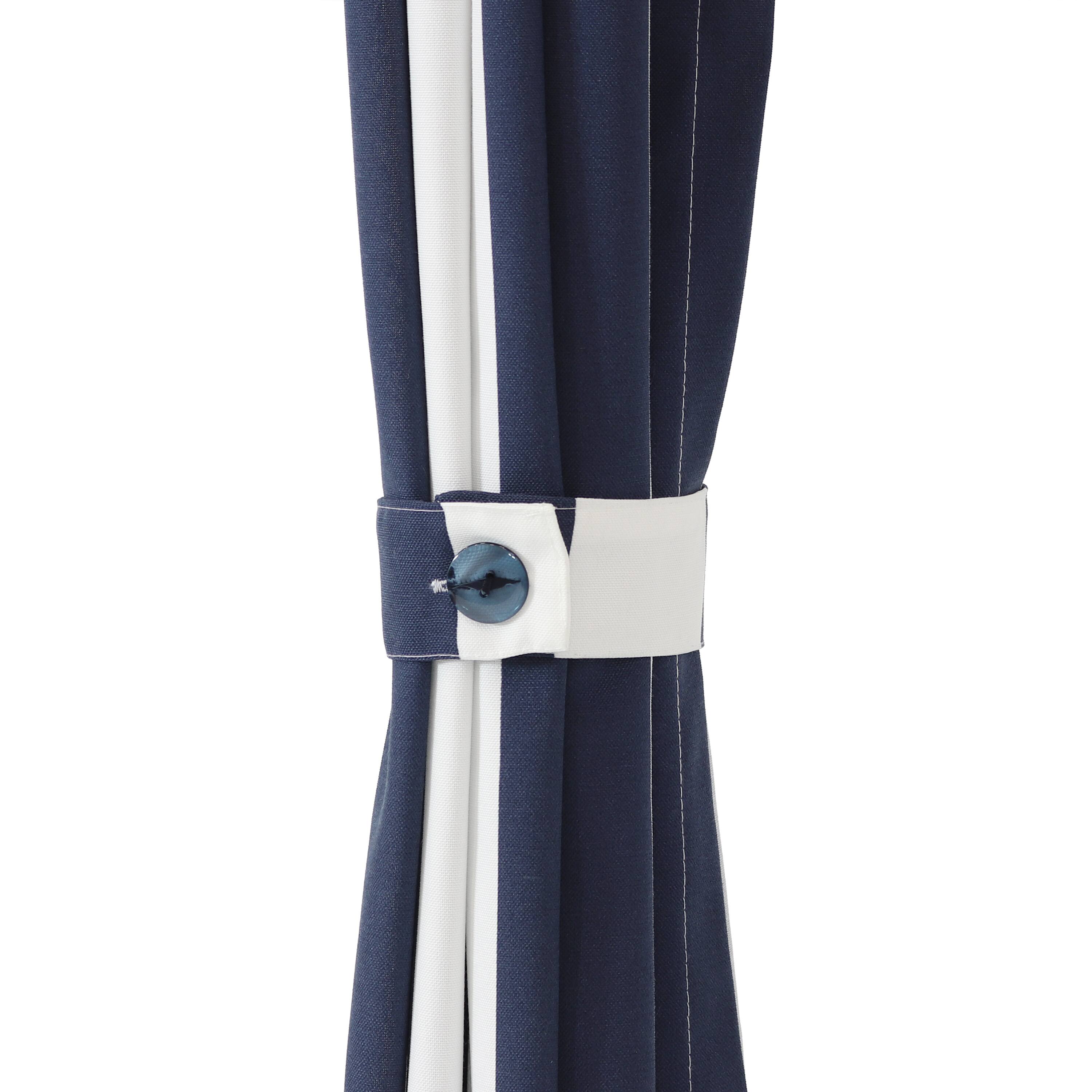 Alt View 7. Sunnydaze - Outdoor Curtain Panel - 52 in x 108 in - Set of 2 - Blue/White Stripe.