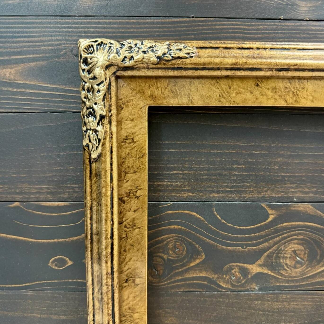 Back. LAREDO FRAME FACTORY - 75 inch Handmade ornate Tv frame for Samsung The Frame tv and Frame Pro Model - MARBLE GOLD.