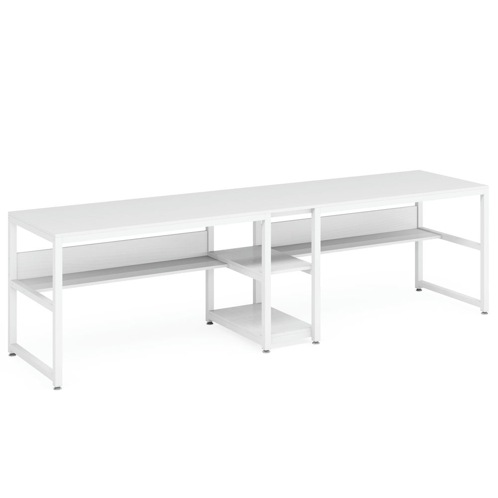 Kadyn - Study Writing Desk, Computer Desk,78.7" Two Person Desk, Computer Desk Double Workstation with Shelves - White