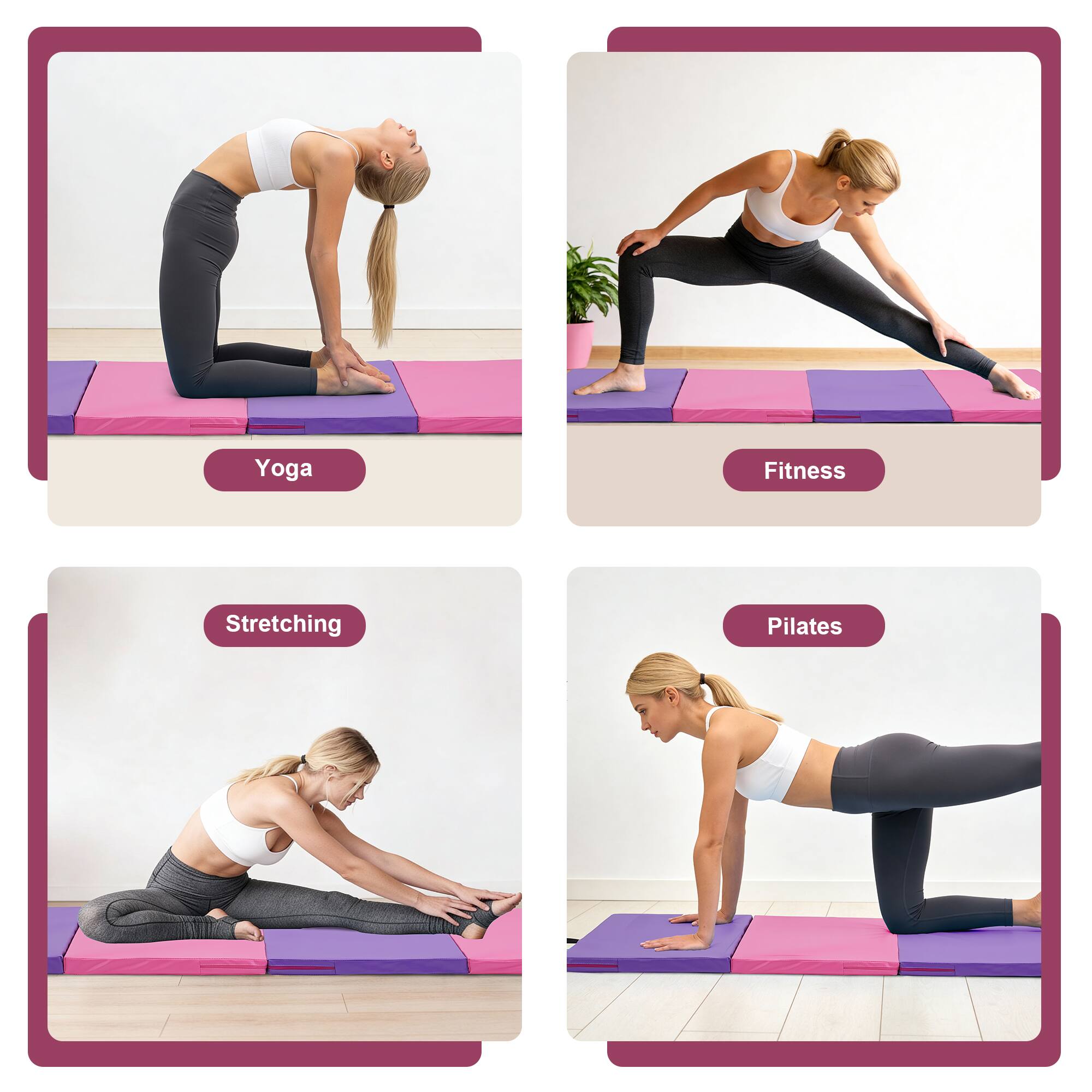 Yoga  
Fitness  
Stretching  
Pilates