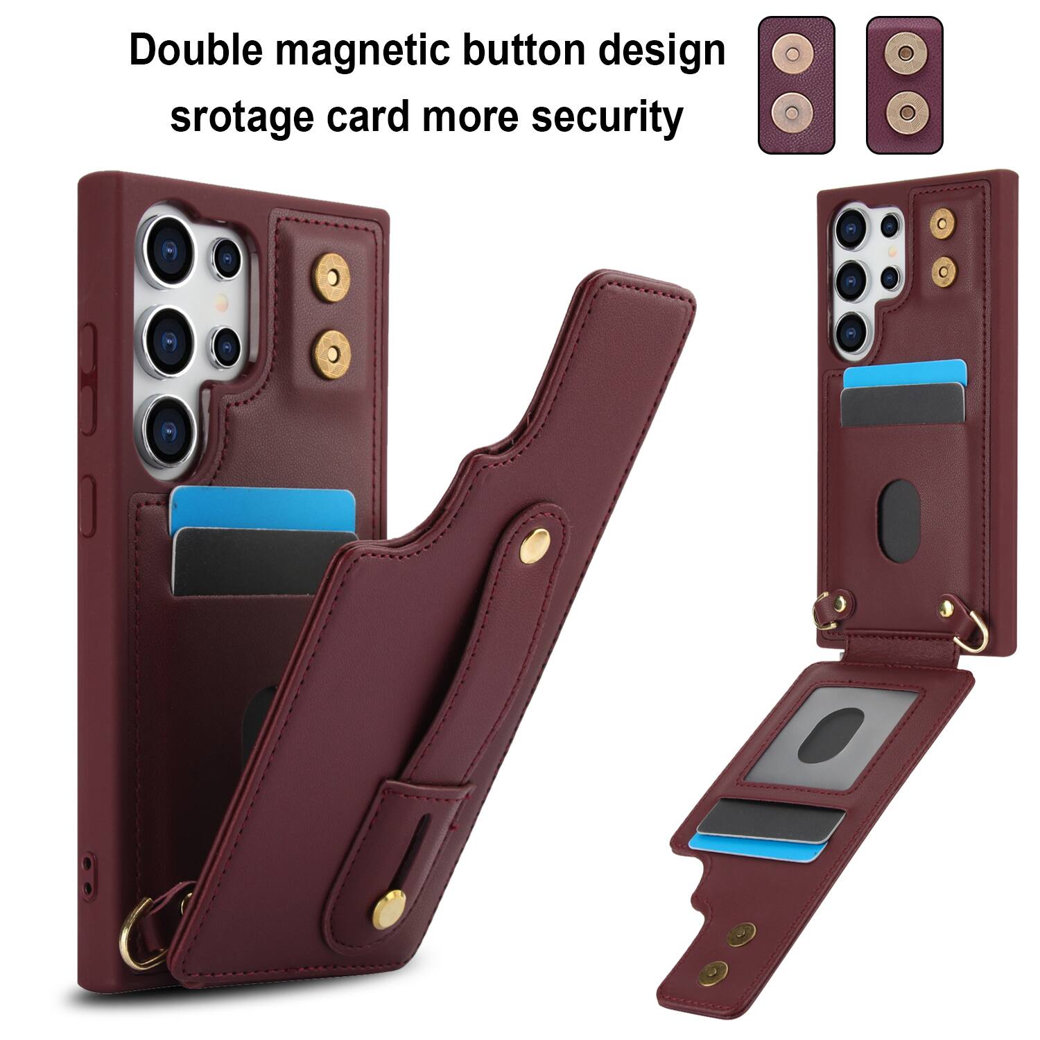 Double magnetic button design storage card more security