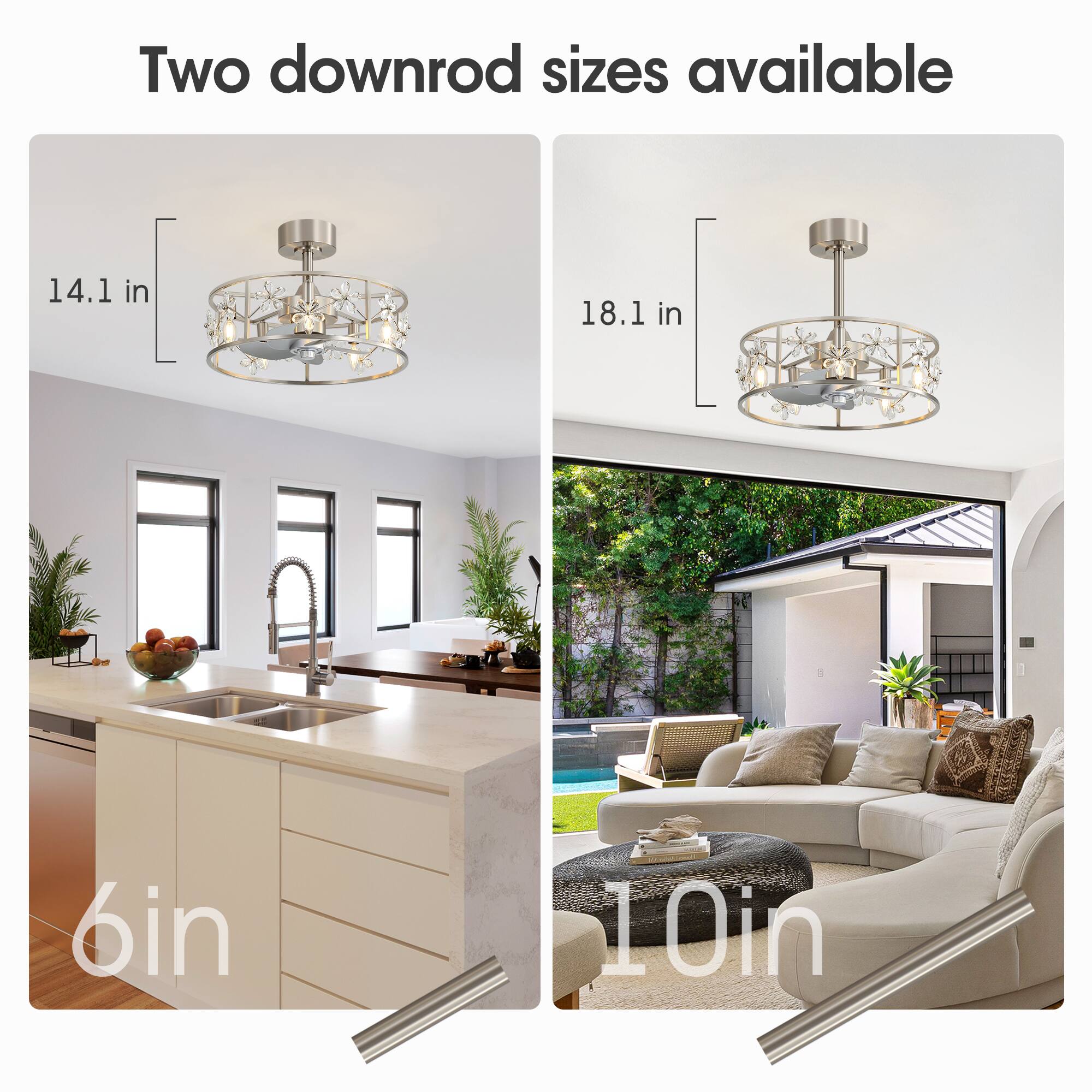 Two downrod sizes available

14.1 in

18.1 in

6 in

10 in