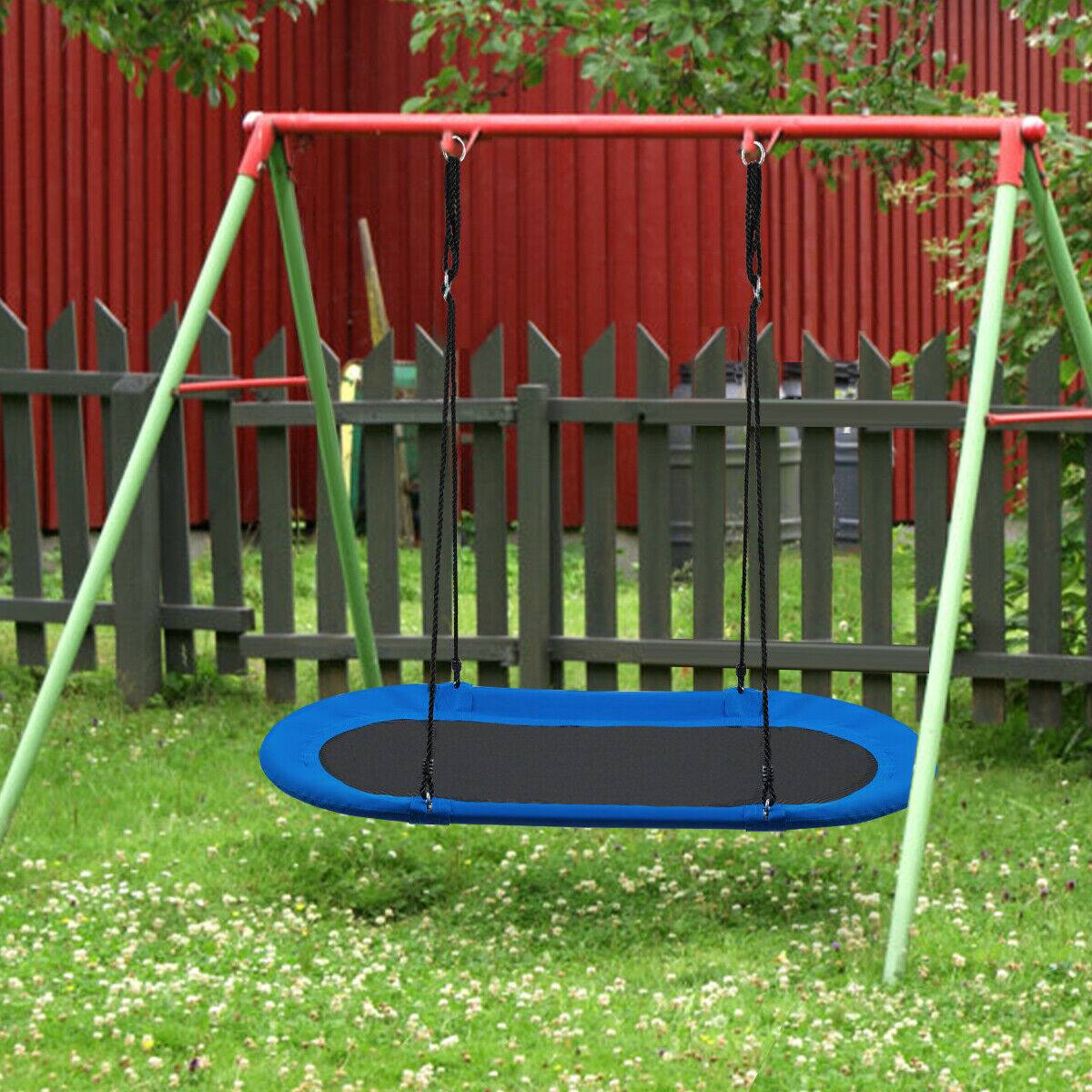 Alt View 7. Costway - Costway 60" Saucer Tree Swing Surf Outdoor Adjustable Kids Giant Oval Platform Swing Set - Blue.