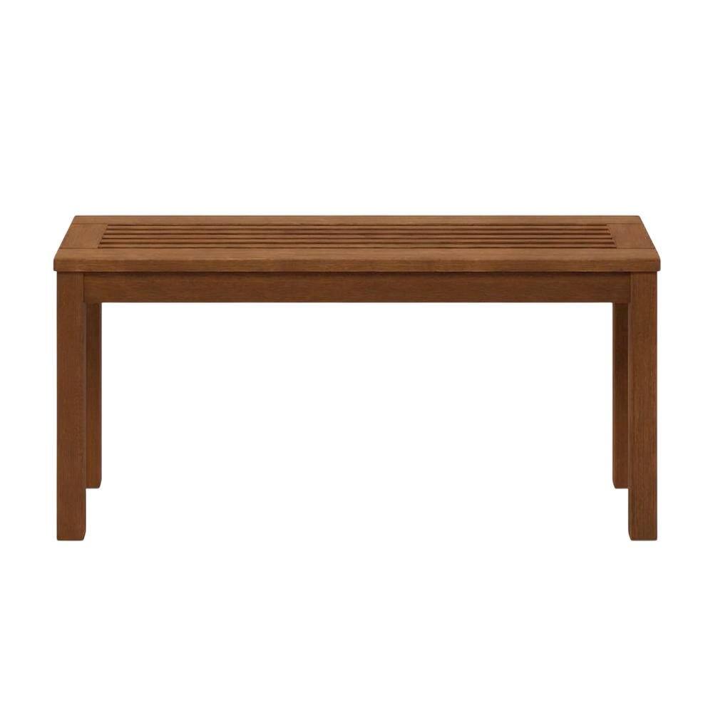 Back. Outdoor Escape - Backless outdoor garden bench with light wood finish for patio and deck sitting - Light Wood.