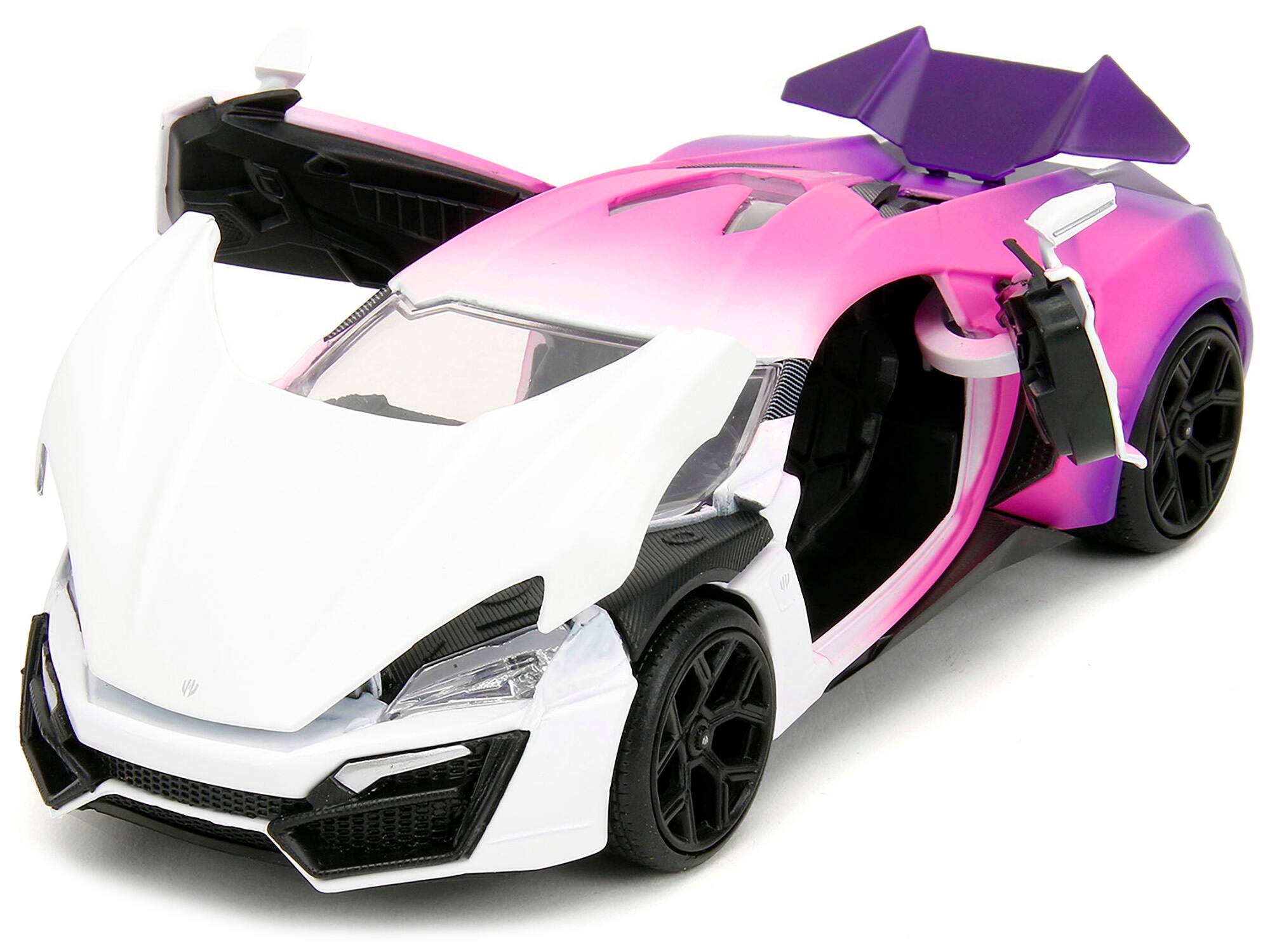 Alt View 1. Jada - Lykan Hypersport White, Pink and Purple Gradient "Pink Slips" Series 1/24 Die Cast Model Car by Jada.