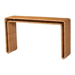 bali & pari - Nevada Bohemian Rattan Console Table - Light Honey