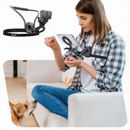 Front. OMOMMD - Magnetic Phone Holder Neck Mount Hands Free Chest Stand With Fixed Strap For Camera Pov Selfie Filming Vide... - Default.