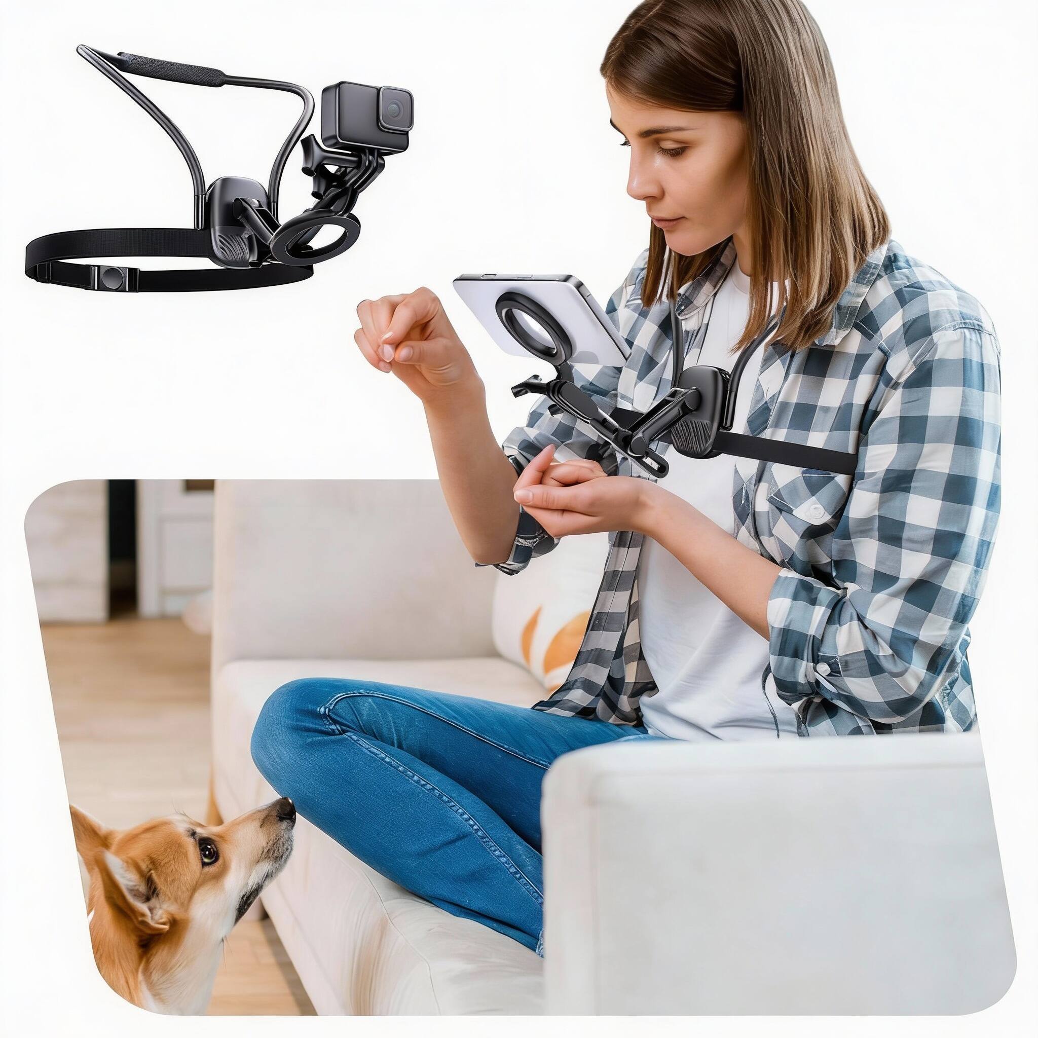 Front. METALTON - Magnetic Phone Holder Neck Mount Hands Free Chest Stand With Fixed Strap For Camera Pov Selfie Filming Vide... - Default.