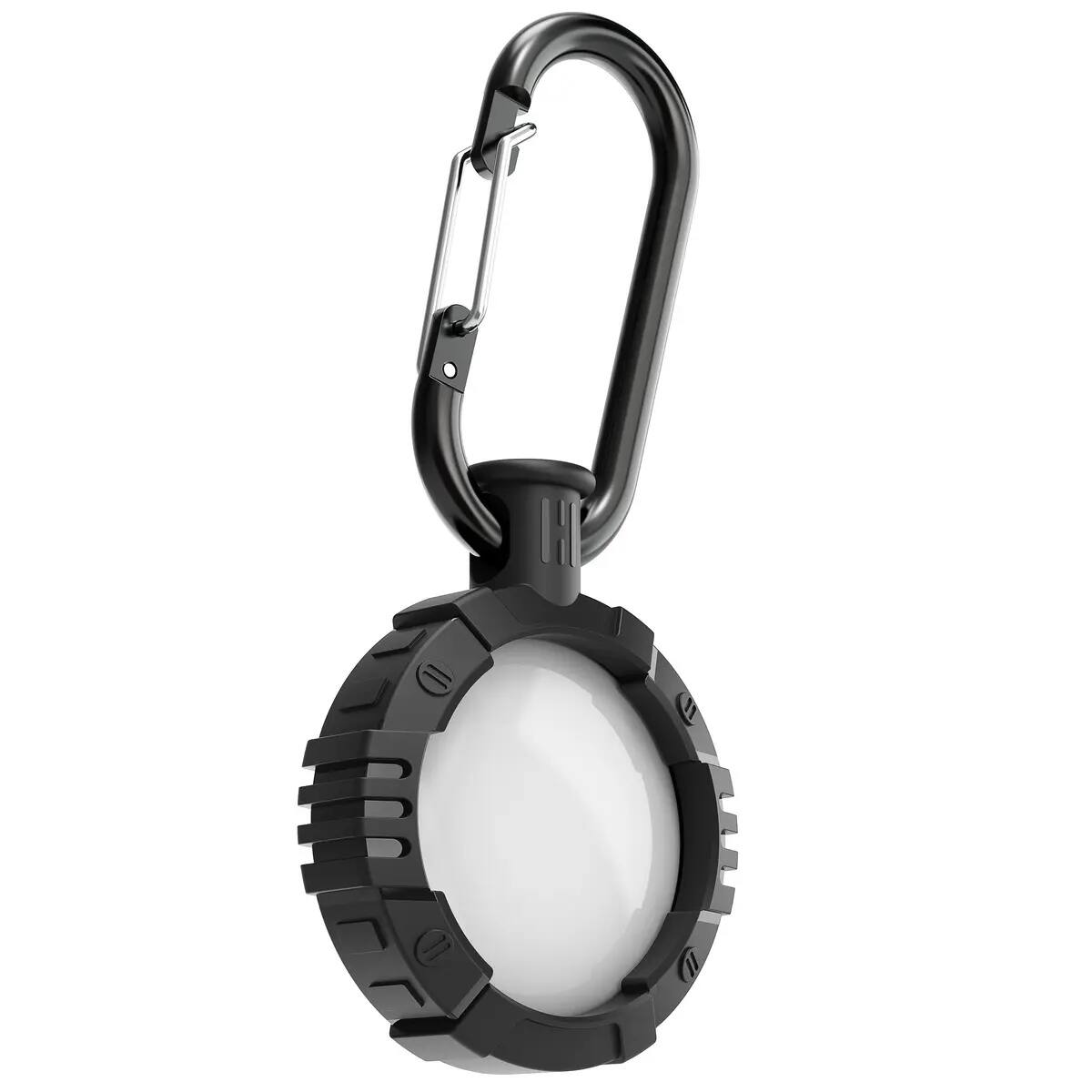 Left. Vena - For Apple AirTag Holder, AirTag Keychain Round TPU, AirTag Case Cover For Pet Dog Cat Collar Luggage, Black - Black.