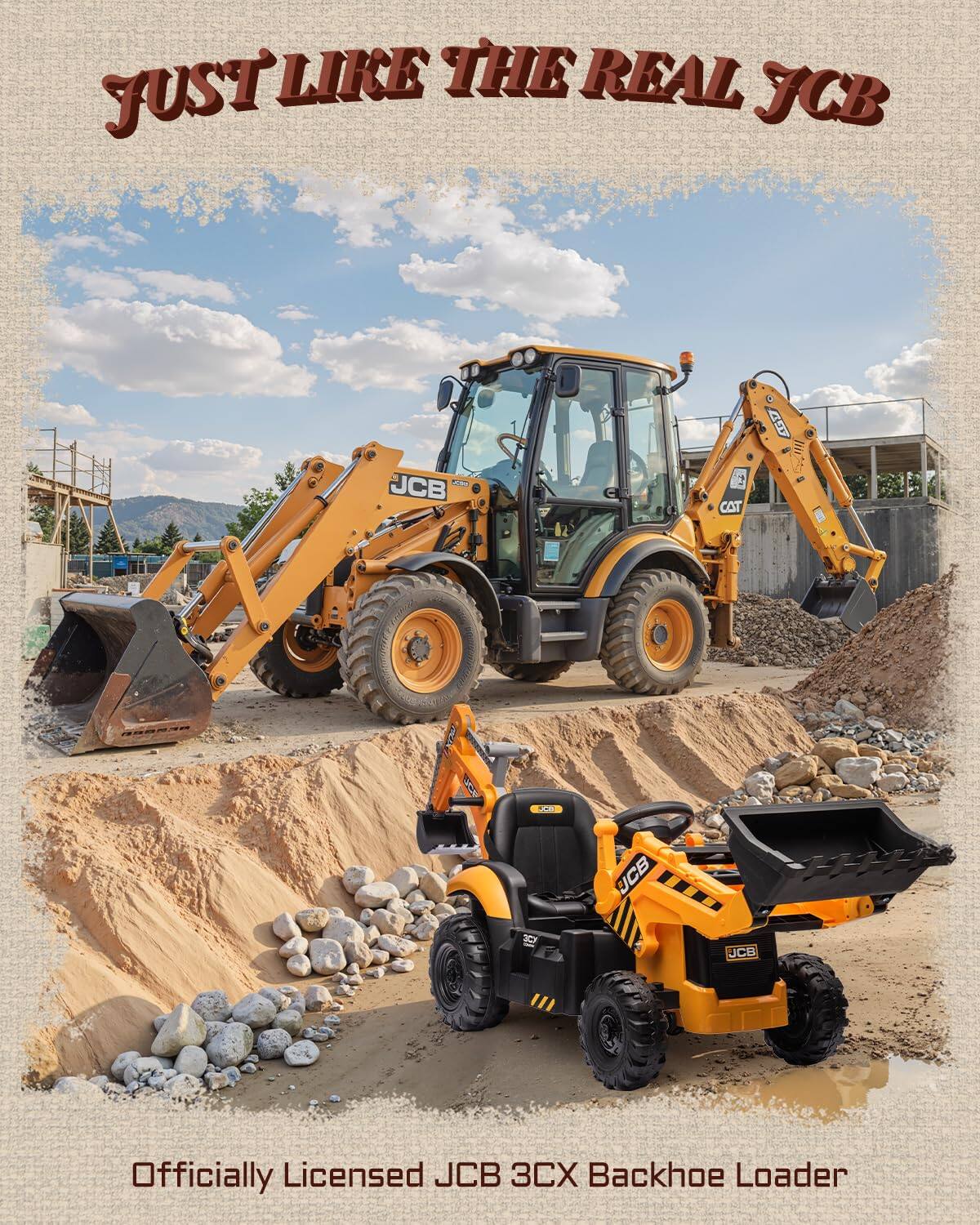 JUST LIKE THE REAL JCB  
JCB CAT JCB  
Officially Licensed JCB 3CX Backhoe Loader