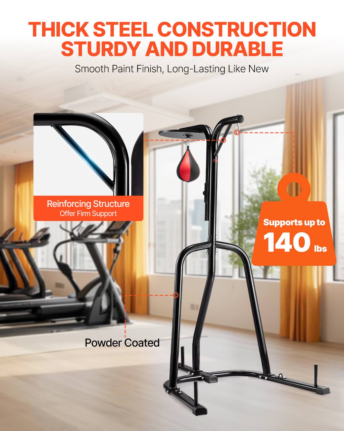 THICK STEEL CONSTRUCTION STURDY AND DURABLE
Smooth Paint Finish, Long-Lasting Like New
Reinforcing Structure Offer Firm Support
Supports up to 140 lbs
Powder Coated