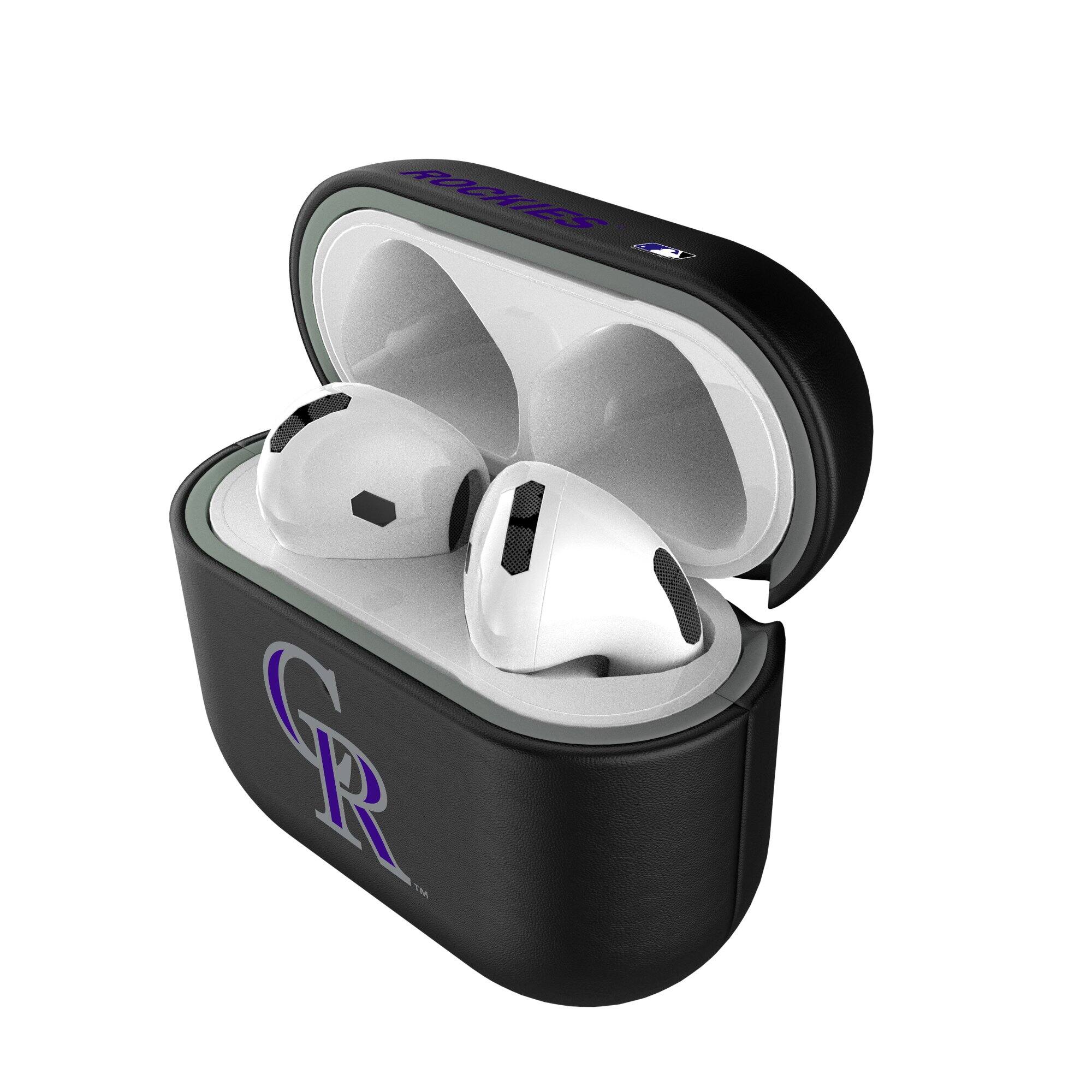 Alt View 3. Keyscaper - Colorado Rockies Colorado Rockies Insignia AirPods 4th Generation Case Cover - No Size - Black.