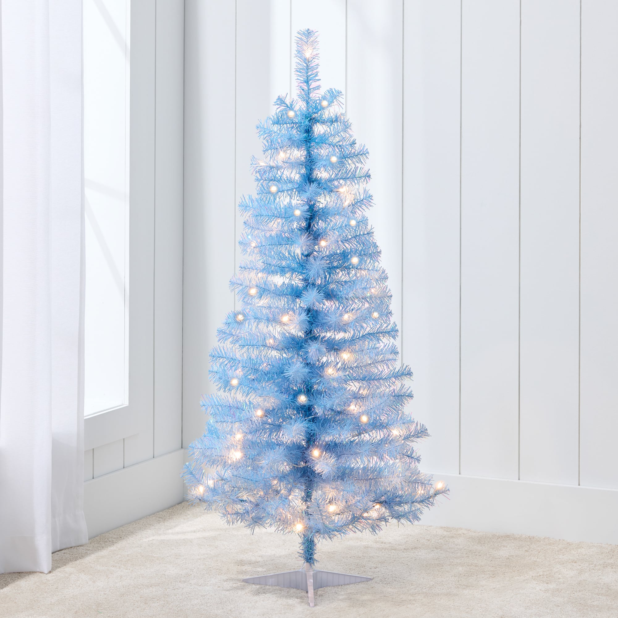 Best Choice Products - 4ft Pre-lit Colored Christmas Tree, Artificial Tree Holiday Decor w/ LED Lights - Baby Blue