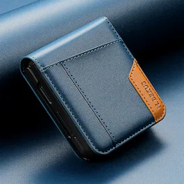 Dteck - Wallet Case for Samsung Galaxy Z Flip8, Premium Leather Shockproof Slim Cover with Card Slot - Blue