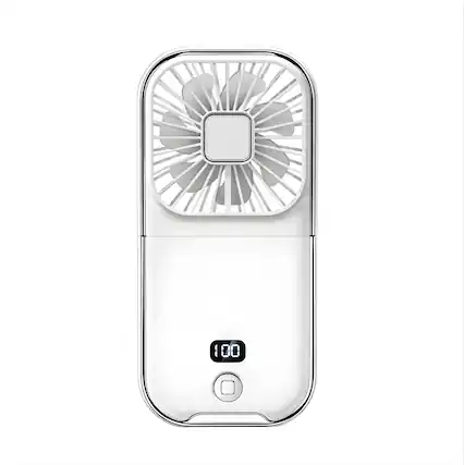 Front. Cluzine - 5-in-1 Foldable Handheld Fan, 3 Speeds, Power Bank & Phone Stand for Travel.