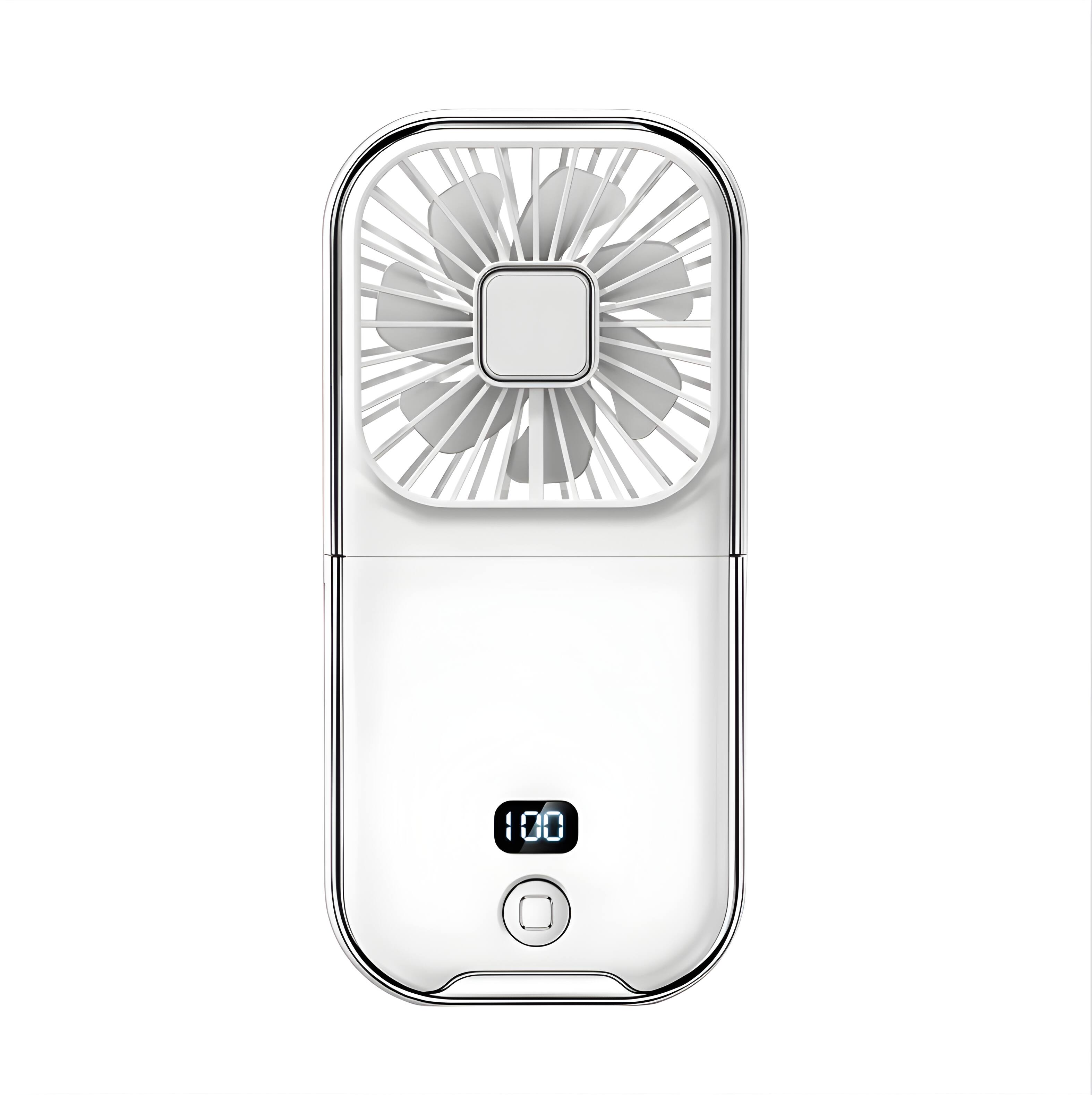 Front. Cluzine - 5-in-1 Foldable Handheld Fan, 3 Speeds, Power Bank & Phone Stand for Travel.