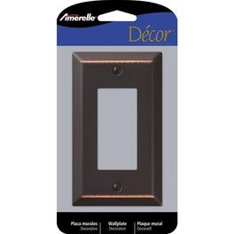 AMERELLE - Century Aged 1 gang Stamped Steel Decorator Wall Plate 1 pk - Bronze