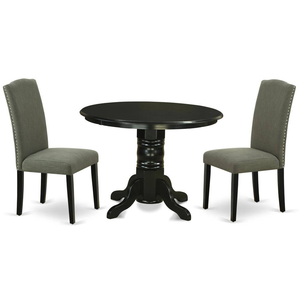 Back. East West Furniture - Dining Room Set Black - Brown.